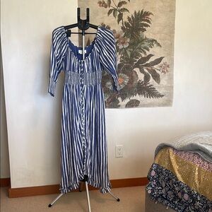 Blue and White Striped Dress